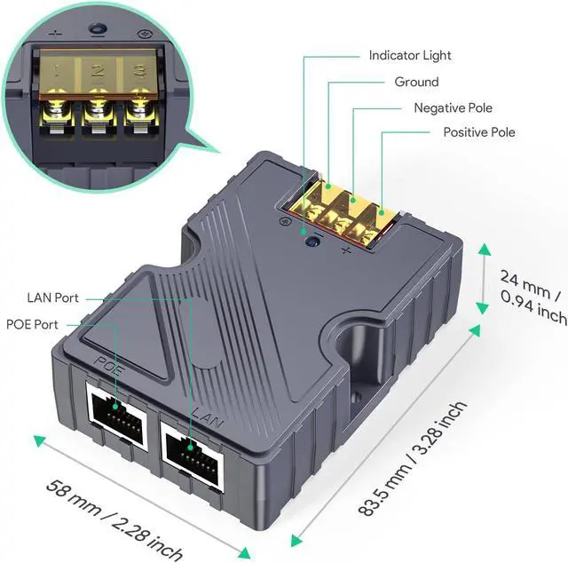 Alt view image 3 of 5 - MSAFF Starlink Dishy Cable Adapter to RJ45 + 150W GigE Passive PoE Injector for Starlink - Star Link Dishy V2 to PoE Injector
