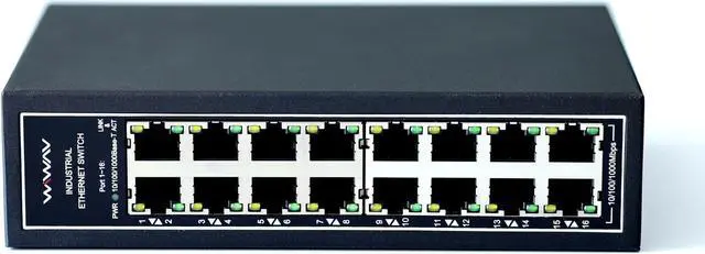 Alt view image 5 of 5 - WIWAV WDH-16GT-DC 10/100/1000Mbps Unmanaged 16-Port Gigabit Industrial Ethernet Switches with DIN Rail/Wall-Mount (UL Listed, Fanless, -30°C~75°C)