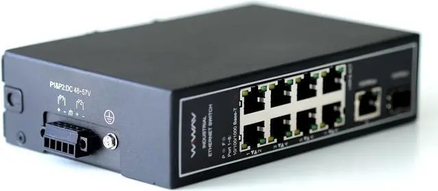 Alt view image 4 of 5 - WIWAV WDH-9GT1GF-POE 10/100/1000Mbps 10-Port PoE Gigabit Unmanaged Industrial Ethernet Switches with DIN Rail/Wall-Mount (UL Listed, Fanless, -30°C to 75°C)