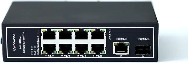 Alt view image 3 of 5 - WIWAV WDH-9GT1GF-POE 10/100/1000Mbps 10-Port PoE Gigabit Unmanaged Industrial Ethernet Switches with DIN Rail/Wall-Mount (UL Listed, Fanless, -30°C to 75°C)