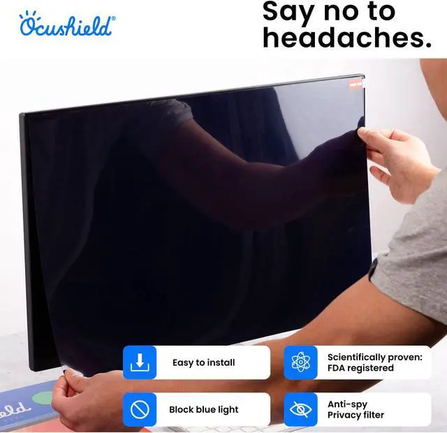 Alt view image 4 of 5 - Ocushield 19 (5:4) Premium Anti Blue Light Screen Protector with Privacy Filter for Laptops and Computer Monitors - Anti-Glare - Easy Install - Anti-Fatigue (377 x 302 mm)