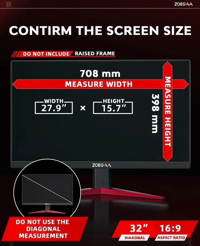 Alt view image 3 of 5 - ZOEGAA 32 Inch Computer privacy Screen for 16:9 Widescreen Monitor,32 inch Removable Anti Blue Light Eye Protection Shield,Black Blackout Anti Spy Desktop Security Private Filter