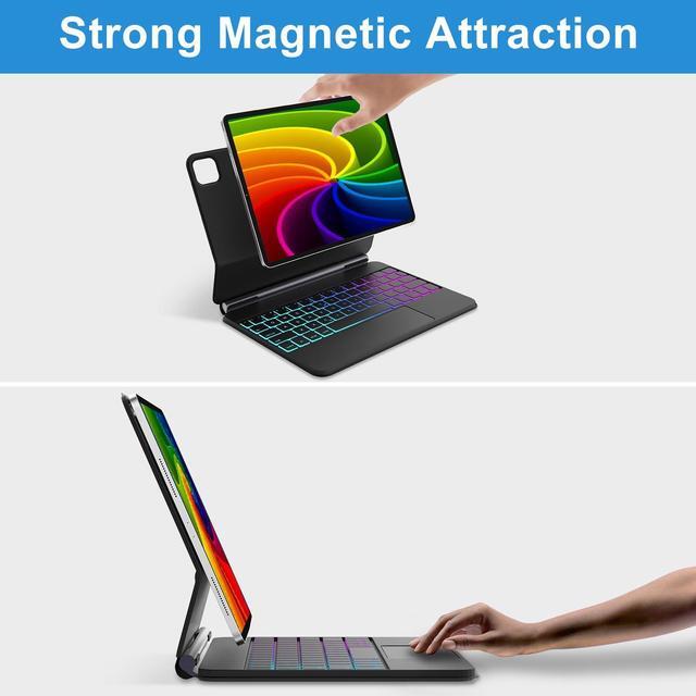 Alt view image 3 of 5 - Magic Keyboard Case for iPad Air 11 inch (M3 2025, M2 2024) & iPad Pro 11 Inch (4th/3rd/2nd/1st Gen), iPad Air 5th/4th Generation Case with Keyboard, Floating Cantilever Stand, Multi-Touch Trackpad