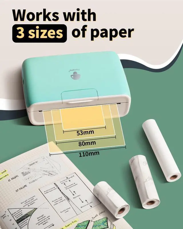 Alt view image 4 of 5 - Phomemo M04AS Portable Thermal Printer with Green Hard Carrying Case