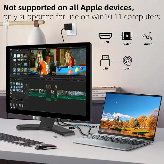 Alt view image 2 of 5 - Thinlerain 17" 10-Point Touch 4:3 Full HD 1280x1024 Square Touch Screen Monitor with HDMI USB Ports, VESA, Touchscreen for PC POS Machine Win 10 11, Built-in Speakers