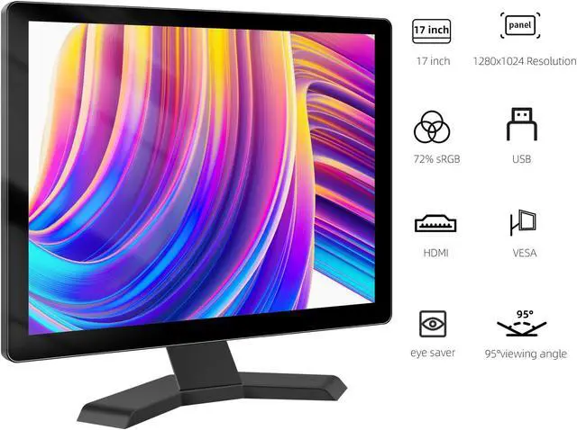 Alt view image 4 of 5 - Thinlerain 17" 10-Point Touch 4:3 Full HD 1280x1024 Square Touch Screen Monitor with HDMI USB Ports, VESA, Touchscreen for PC POS Machine Win 10 11, Built-in Speakers