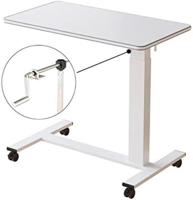 Alt view image 2 of 5 - TigerDad Hospital Bed Table with Wheels, Adjustable Height Bedside Table Over Bed Desk Overbed Table Mobile Laptop Table for Bed Laptop Stand for Couch Hand Crank
