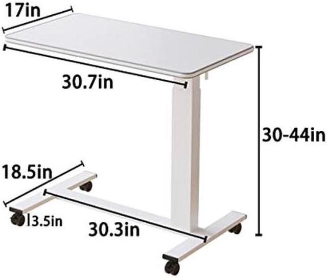 Alt view image 3 of 5 - TigerDad Hospital Bed Table with Wheels, Adjustable Height Bedside Table Over Bed Desk Overbed Table Mobile Laptop Table for Bed Laptop Stand for Couch Hand Crank