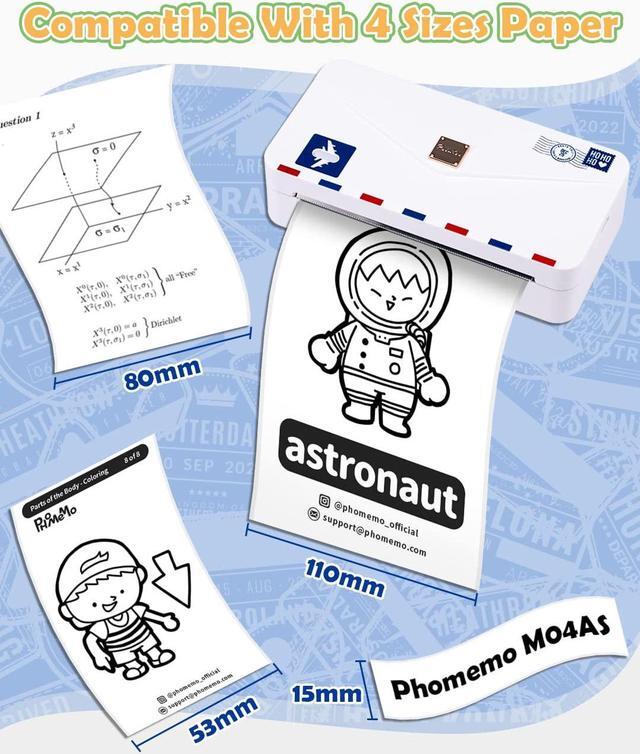 Alt view image 2 of 5 - Phomemo M04AS Mini Printer with 110mm White Adhesive Paper Bundle