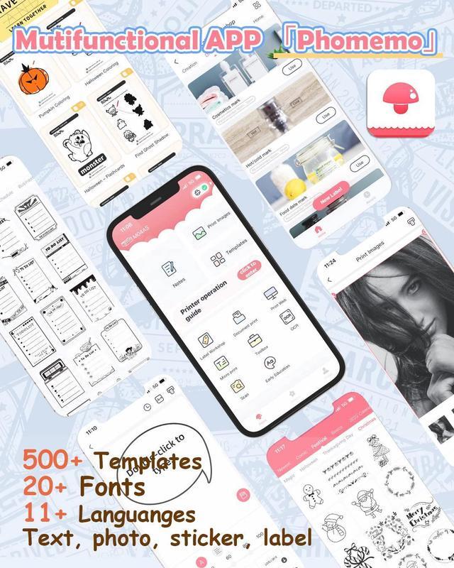 Alt view image 4 of 5 - Phomemo M04AS Mini Printer with 110mm White Adhesive Paper Bundle
