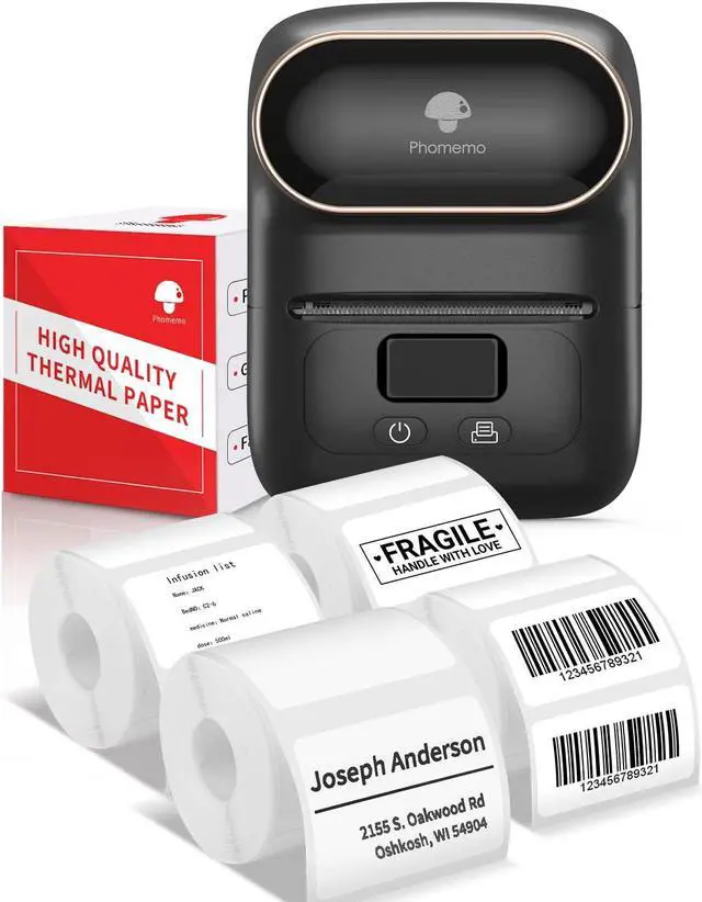 Main image of Phomemo-M110 Thermal Label Maker with Three Box 30x20mm Label, Bluetooth Label Printer for Labeling, Retail, Barcode, Shipping, Jewelry, Cable, Compatible for Android & iOS System, Black