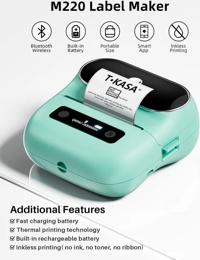 Alt view image 2 of 5 - Phomemo M220 Label Maker, 3 Inch Bluetooth Thermal Label Printer for Barcode, Address, Labeling, Mailing, File Folder Label, Label Maker Machine with 3 Rolls of Labels