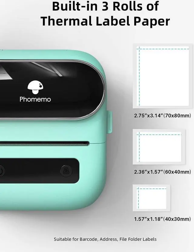 Alt view image 4 of 5 - Phomemo M220 Label Maker, 3 Inch Bluetooth Thermal Label Printer for Barcode, Address, Labeling, Mailing, File Folder Label, Label Maker Machine with 3 Rolls of Labels