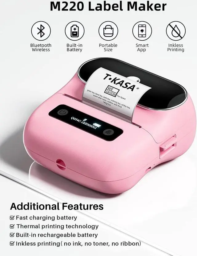 Alt view image 2 of 5 - Phomemo M220 Portable Thermal Label Makers, Wireless Label Printer for Address, Labeling, Mailing, Office Supplies Organizing, Label Maker Machine with Tape, Sticker Printer with 3 Rolls of Labels