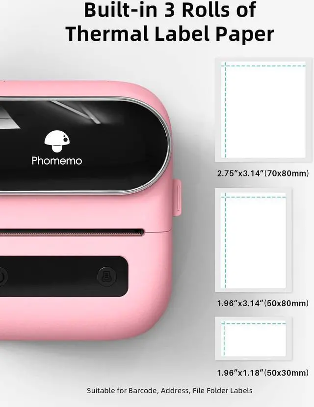Alt view image 3 of 5 - Phomemo M220 Portable Thermal Label Makers, Wireless Label Printer for Address, Labeling, Mailing, Office Supplies Organizing, Label Maker Machine with Tape, Sticker Printer with 3 Rolls of Labels