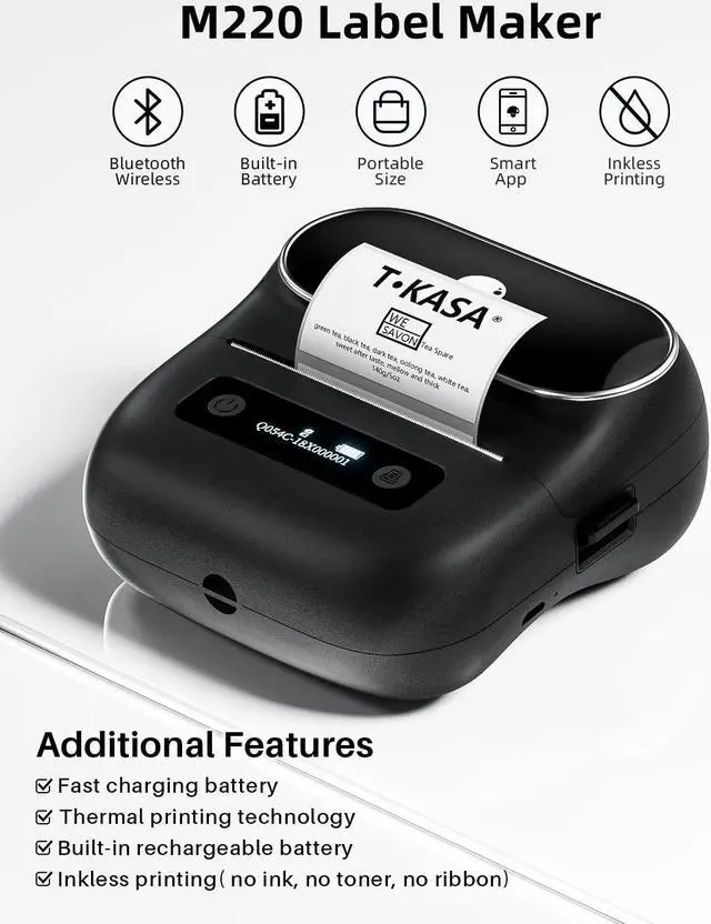 Alt view image 2 of 5 - Phomemo M220 Label Makers, 3 Inch Portable Label Maker Machine with 3 Roll Labels, Wireless Thermal Label Printer for Address, Labeling, File Folder Label, Home Organizing