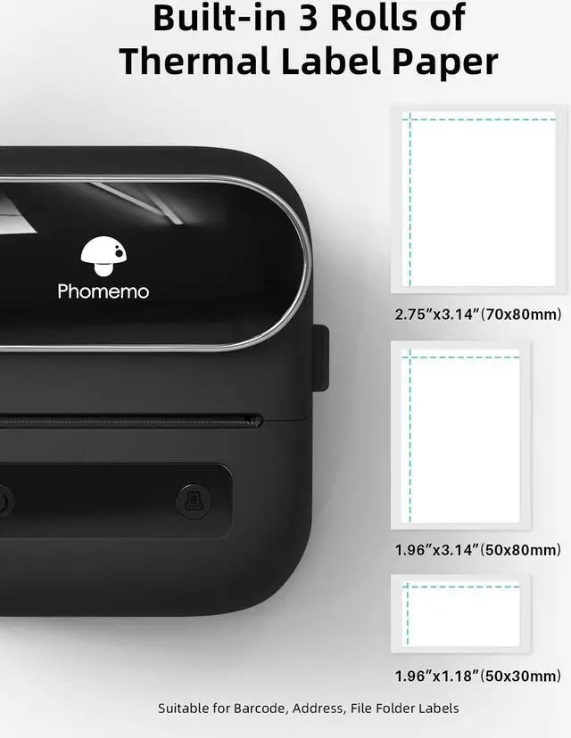 Alt view image 3 of 5 - Phomemo M220 Label Makers, 3 Inch Portable Label Maker Machine with 3 Roll Labels, Wireless Thermal Label Printer for Address, Labeling, File Folder Label, Home Organizing