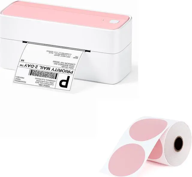 Main image of Phomemo 241BT Bluetooth Thermal Shipping Label Printer 4X6 - Wireless Thermal Label Printer for Shipping Packages + 2 Inch Pink Circle Thermal Sticker Labels 750