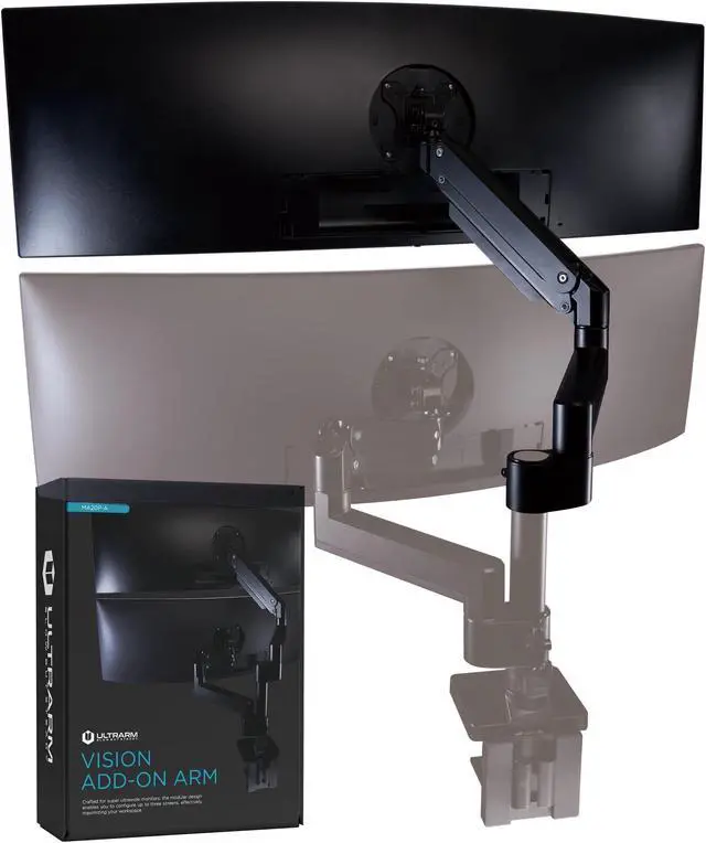 Main image of ULTRARM Heavy Duty Extension Arm [Accessory Only - Requires MA20P-S Single Monitor Arm for Use] Dual 49" Vertical Stacked Monitor Mount Height Adjustable - 100x100 VESA Mount, Black, MA20P-A