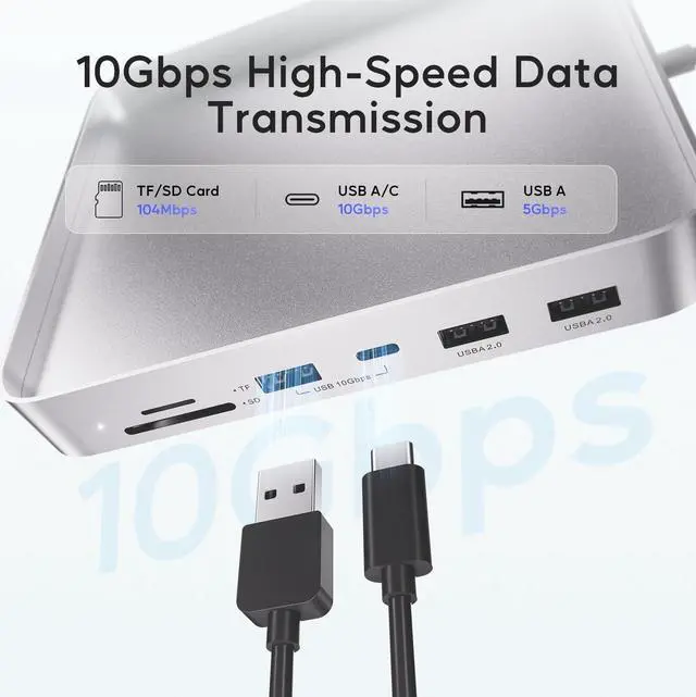 Alt view image 4 of 5 - USB C HUB for iMac 24 inch 2021/2023/2024, PULWTOP USB Hub Adapter iMac Accessories for i-Mac M1/M3/M4 with USB C 10Gbps 3*USB A SD/TF, Docking Station Support Expand M.2 SSD (Not Included), Silver