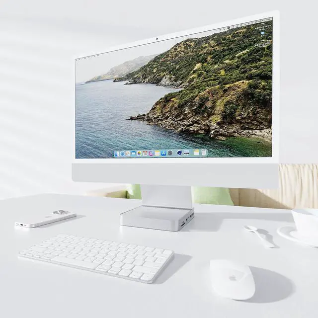 Alt view image 2 of 5 - USB C HUB for iMac 24 inch 2021/2023/2024, PULWTOP USB Hub Adapter iMac Accessories for i-Mac M1/M3/M4 with USB C 10Gbps 3*USB A SD/TF, Docking Station Support Expand M.2 SSD (Not Included), Silver