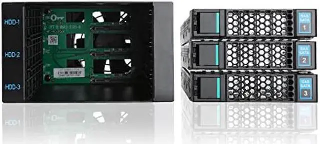 Alt view image 5 of 5 - RackChoice Hard Drive Enclosure Internal, 2 X 5.25 Inch to 3 X 3.5 Inch Hot-Swap SATA/SAS Hard Drive Cage, Up to 12Gbit/S Transfer Rate