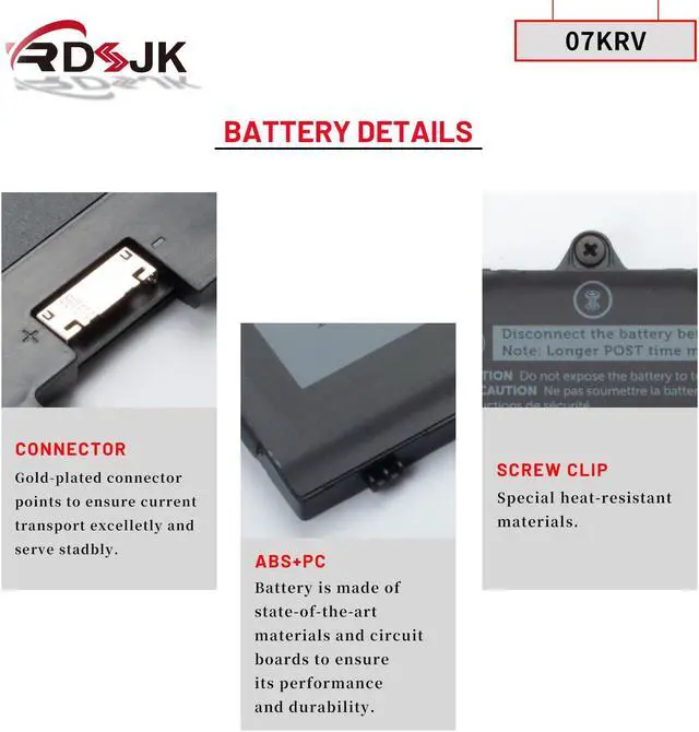 Alt view image 5 of 5 - 07KRV H4PVC Laptop Battery for Dell Latitude 5330 5430 5530 Precision 3570 P104F P104F005 P104F006 P137G P137G004 P137G005 P137G006 Series M69D0 0H4PVC O7KRV Y86WG 0Y86WG 78FWY 078FWY 4FVJG 15.2V 58Wh