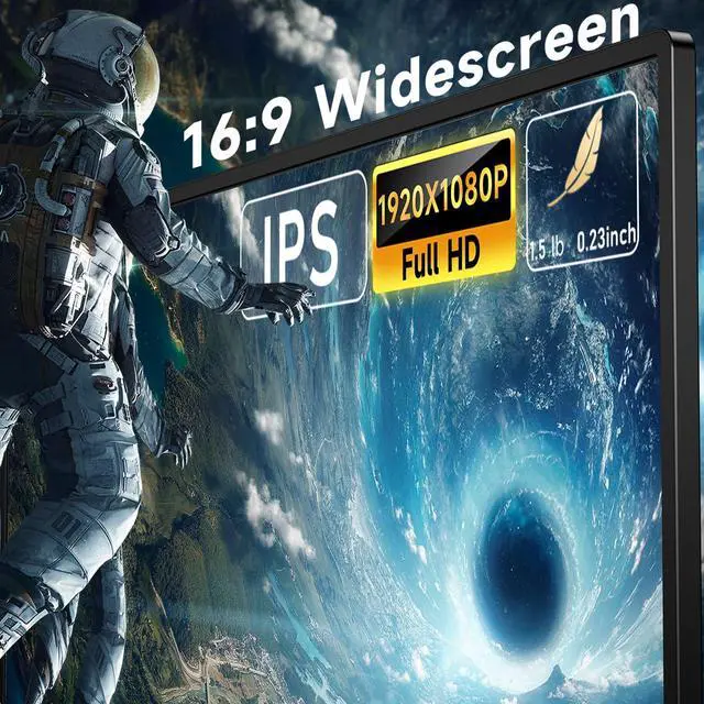 Alt view image 2 of 5 - Portable Monitor 15.6 inch, FHD 1080p Computer Display, Ultra-Slim External Screen for Laptop, Tablet, Mac, Phone, Xbox Switch, USB HDMI, 16:9 IPS, Low Blue Light Eye Care PC Built-in Speakers