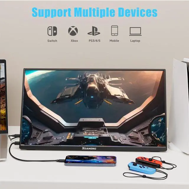 Alt view image 3 of 5 - Portable Monitor 15.6 inch, FHD 1080p Computer Display, Ultra-Slim External Screen for Laptop, Tablet, Mac, Phone, Xbox Switch, USB HDMI, 16:9 IPS, Low Blue Light Eye Care PC Built-in Speakers