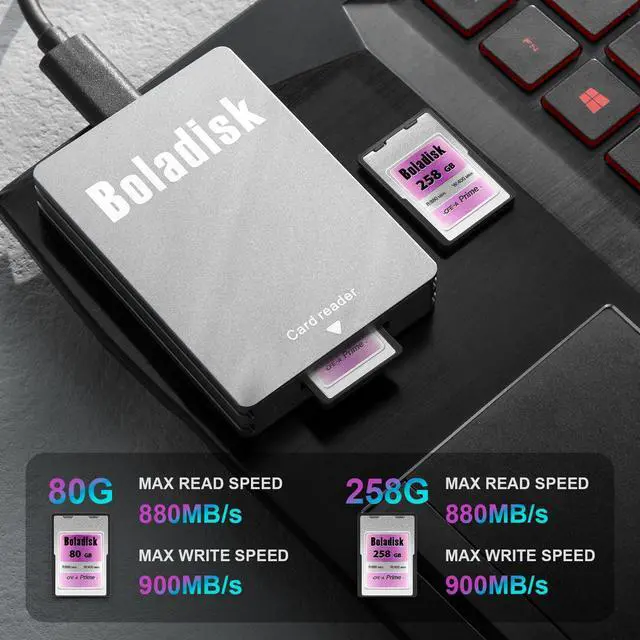 Alt view image 3 of 5 - CFexpress Type A Memory Card with Card Reader, Professional CFE Type A, Up to 880MB/s Read & 900MB/s Write Speed, for 4K/8K Video/Photo, with Sony Alpha Sony FX Cameras, Boladisk 80G