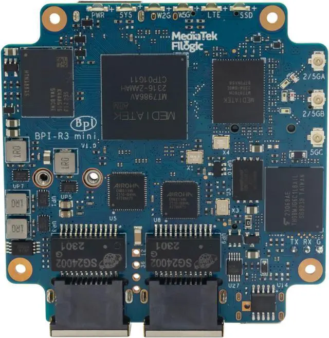 Alt view image 4 of 5 - youyeetoo Banana pi R3 Mini Wireless Travel Router Board OpenWRT MediaTek MT7986A 2G DDR RAM 8G eMMC Flash 2X 2.5GbE Port Onboard (Wireless Network for Streaming Media, Games and Other Applications)