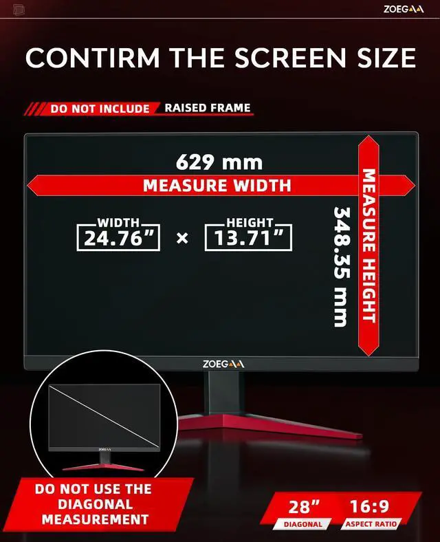 Alt view image 3 of 5 - ZOEGAA 28 Inch 16:9 Computer Privacy Screen for Widescreen Monitor, 28 inch Removable Anti Blue Light Glare Eye Protection Shield, Black Blackout Anti Spy Desktop Security Private Filter