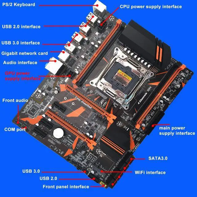 Alt view image 2 of 5 - Desktop Motherboard, 10 SATA3.0 5 PCIe 4xDDR4 Memory Computer Motherboard NVME M.2 LGA 2011 Motherboard, Computer Motherboard for PC Replacement
