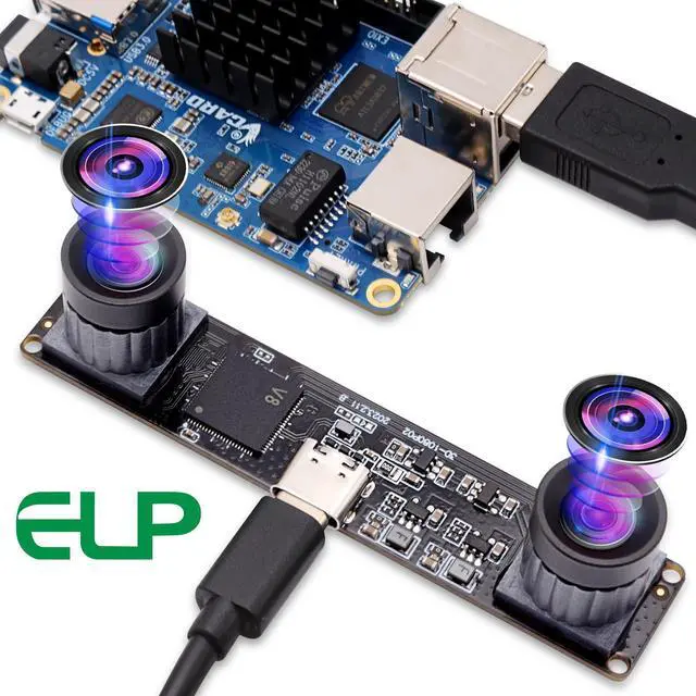 Alt view image 2 of 5 - ELP 4MP Dual Lens USB Webcam - High Speed 1080P 60fps Lightburn Binocular Camera for PC, Computer, Raspberry Pi, Jetson Nano - UVC USB2.0 Laser Engraver Module