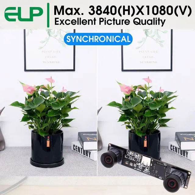 Alt view image 5 of 5 - ELP 4MP Dual Lens USB Webcam - High Speed 1080P 60fps Lightburn Binocular Camera for PC, Computer, Raspberry Pi, Jetson Nano - UVC USB2.0 Laser Engraver Module