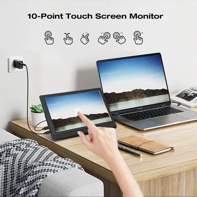 Alt view image 4 of 5 - Lrtzcbi Touchscreen Portable Monitor 11.6 Inch, HDR 1366x768P IPS Screen External Small Monitor with USB C HDMI Port for Laptop/Raspberry Pi/Phone/PC/Xbox/PS3/4