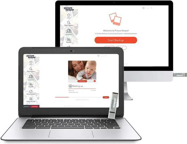 Alt view image 3 of 5 - Picture Keeper for Mac & PC - 32GB USB Stick Backup for Photos, Videos, Contacts, Laptop, Computer and MacBook Flash Drive Memory Backup, External Storage Thumb Drive - 32GB, Silver