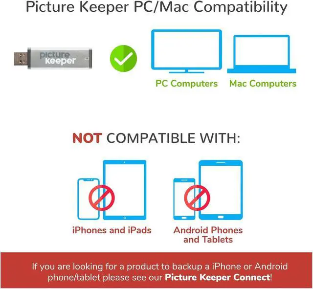 Alt view image 5 of 5 - Picture Keeper for Mac & PC - 32GB USB Stick Backup for Photos, Videos, Contacts, Laptop, Computer and MacBook Flash Drive Memory Backup, External Storage Thumb Drive - 32GB, Silver
