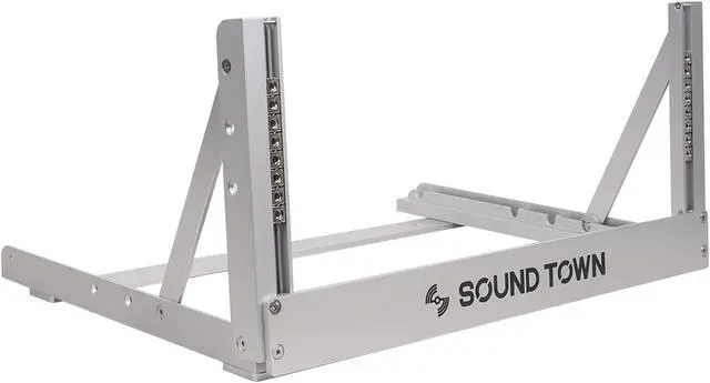 Main image of Sound Town 4U Aluminum 2-Post Desktop Open-Frame Rack, Angle Adjustable, for Audio/Video, Network Switches, Routers, Patch Panels (2PF-4A)