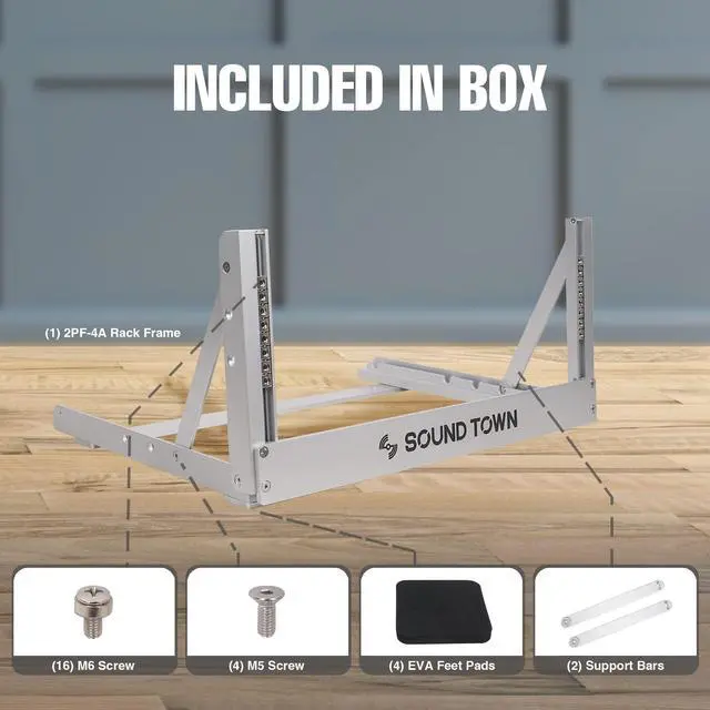 Alt view image 4 of 5 - Sound Town 4U Aluminum 2-Post Desktop Open-Frame Rack, Angle Adjustable, for Audio/Video, Network Switches, Routers, Patch Panels (2PF-4A)