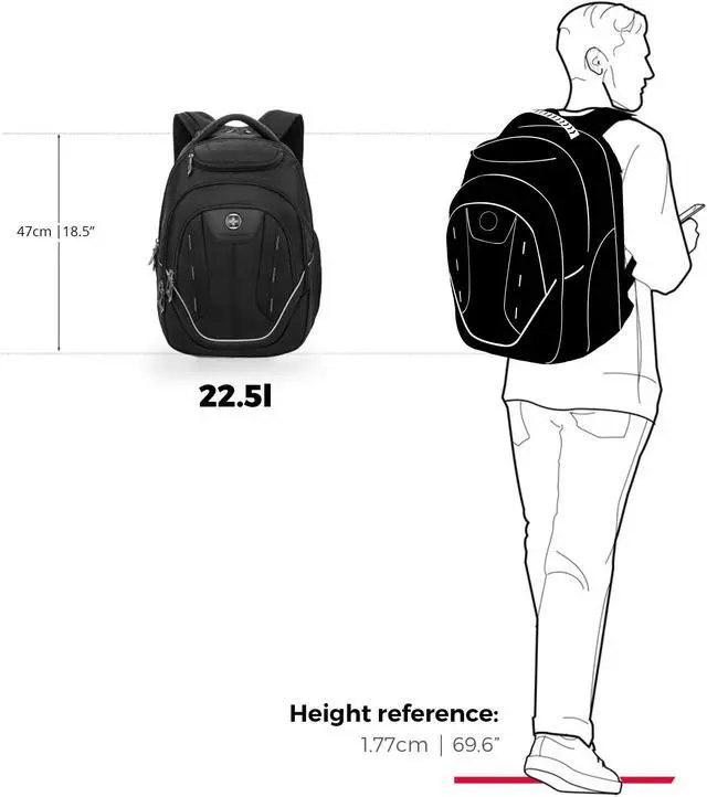 Alt view image 3 of 5 - Swissdigital Design Large Travel Backpack For Men, TSA-Friendly Business Laptop Backpack, USB Charging Port,RFID Protection Tech Backpack Fits 15.6Inch Laptop (TERABYTE J16BTF-02) One Nation One World