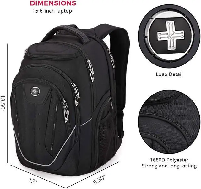 Alt view image 2 of 5 - Swissdigital Design Large Travel Backpack For Men, TSA-Friendly Business Laptop Backpack, USB Charging Port,RFID Protection Tech Backpack Fits 15.6Inch Laptop (TERABYTE J16BTF-02) One Nation One World