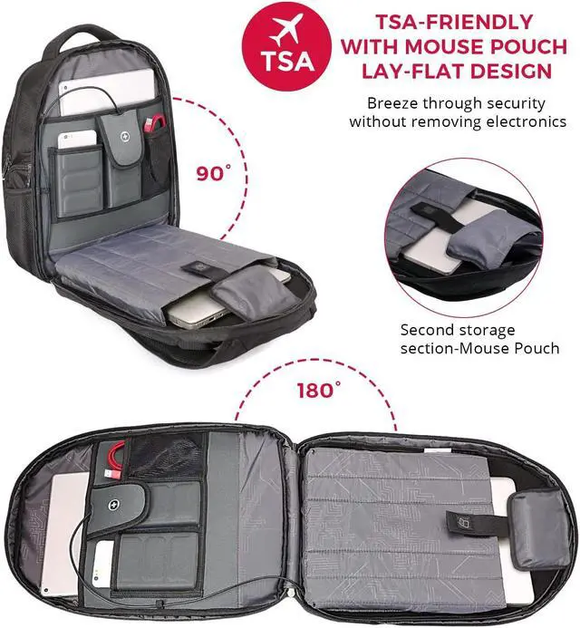 Alt view image 4 of 5 - Swissdigital Design Large Travel Backpack For Men, TSA-Friendly Business Laptop Backpack, USB Charging Port,RFID Protection Tech Backpack Fits 15.6Inch Laptop (TERABYTE J16BTF-02) One Nation One World