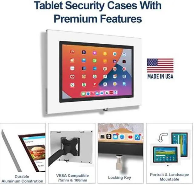 Alt view image 3 of 5 - TABcare Locking Security Metal Case for Apple iPad Air 4 5 10.9" Tablet for Kiosk, POS, Store, Show Display (White, iPad Air 4/5 10.9)