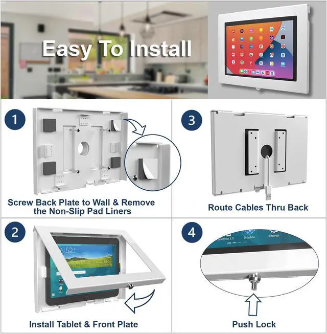Alt view image 4 of 5 - TABcare Locking Security Metal Case for Apple iPad 10 10.9" 2022, iPad 11" 2025 Tablet for Kiosk, POS, Store, Show Display (White)