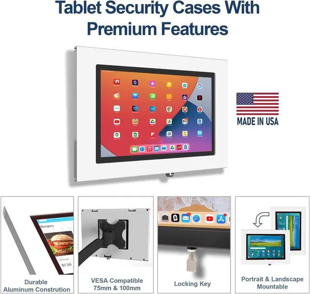 Alt view image 5 of 5 - TABcare Locking Security Metal Case for Apple iPad 10 10.9" 2022, iPad 11" 2025 Tablet for Kiosk, POS, Store, Show Display (White)