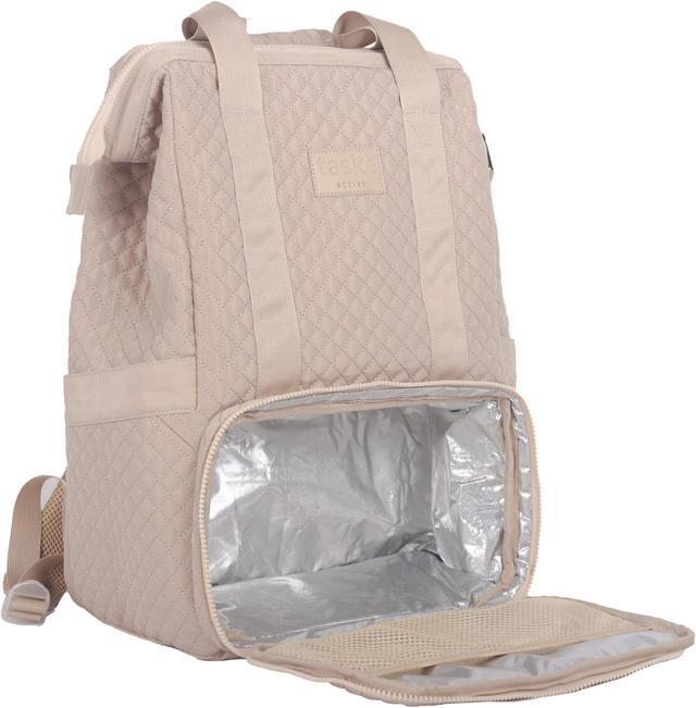 Main image of taskeACTIVE backpack with insulated compartment, laptop bag, drink pockets, internal mesh compartments, luggage strap (Oatmeal), lunch, gym and diaper bag