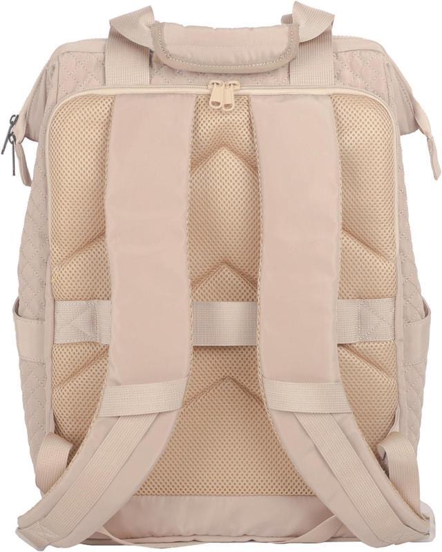 Alt view image 5 of 5 - taskeACTIVE backpack with insulated compartment, laptop bag, drink pockets, internal mesh compartments, luggage strap (Oatmeal), lunch, gym and diaper bag