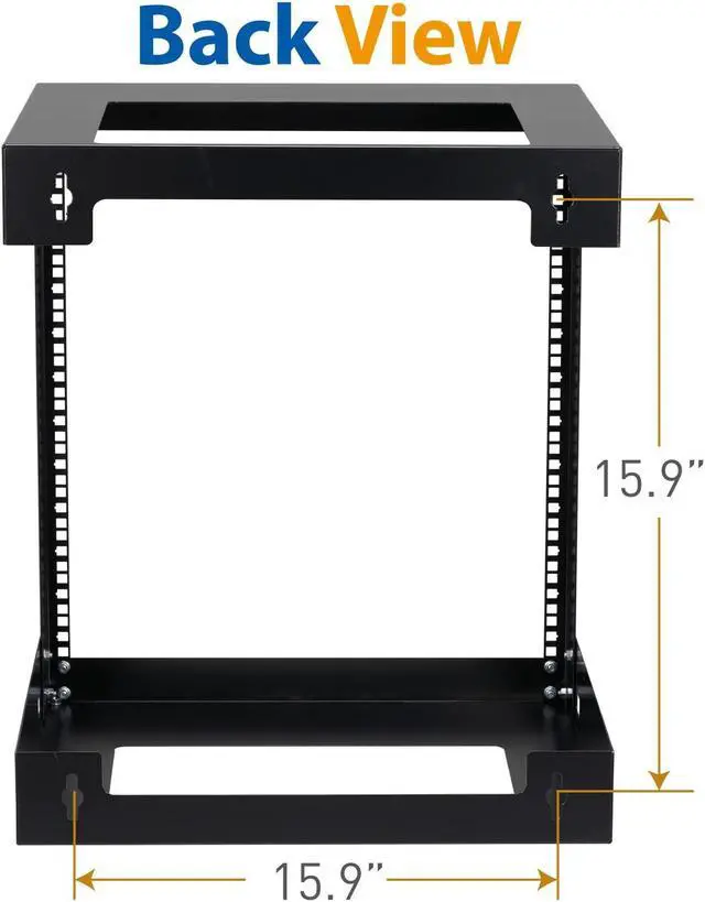 Alt view image 4 of 5 - 12U Wall Mount Rack Open Frame 19 Inch Server Equipment 2 Post Network Cabinet 18 inches Depth Black by Tedgetal