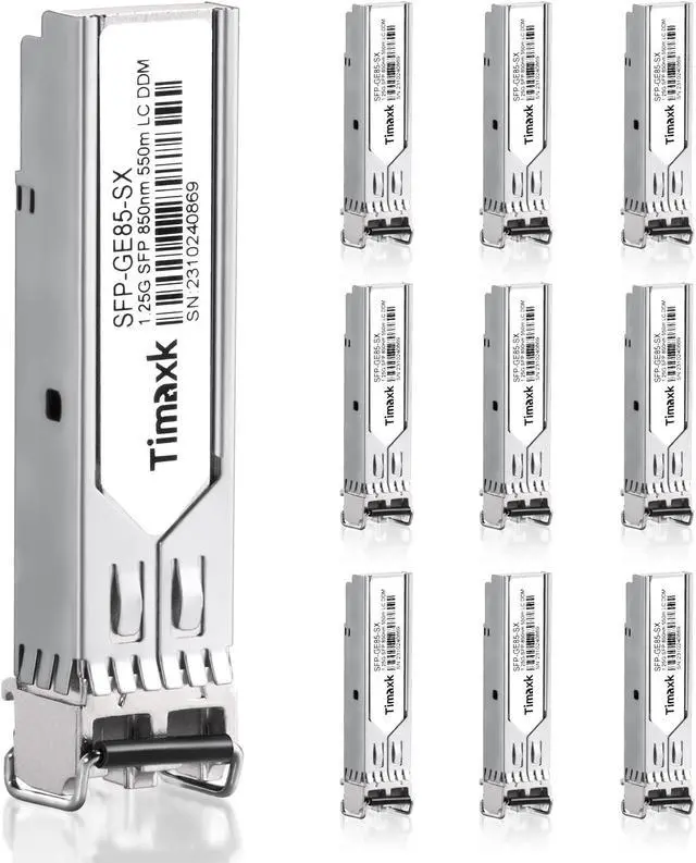 Main image of Timaxk 1.25G SFP 1000Base-SX, 850nm MMF, up to 550 Meters, LC Multi Mode 1G Fiber Transceiver Modular for Cisco, Meraki, Ubiquiti UniFi, Mikrotik, Intel, Netgear, D-Link, Qnap, Linksys and More